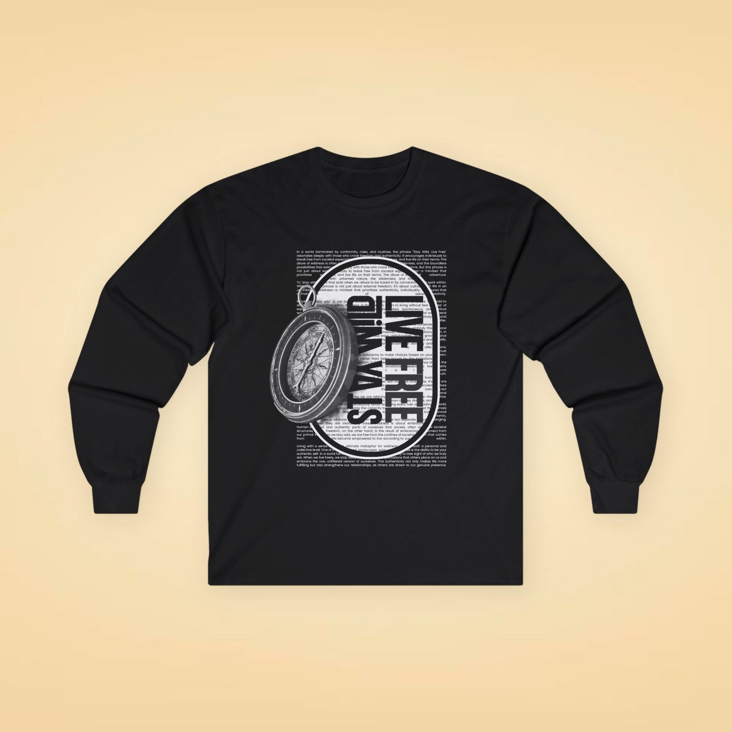 Vintage Compass Long Sleeve Tee - Explore & Adventure