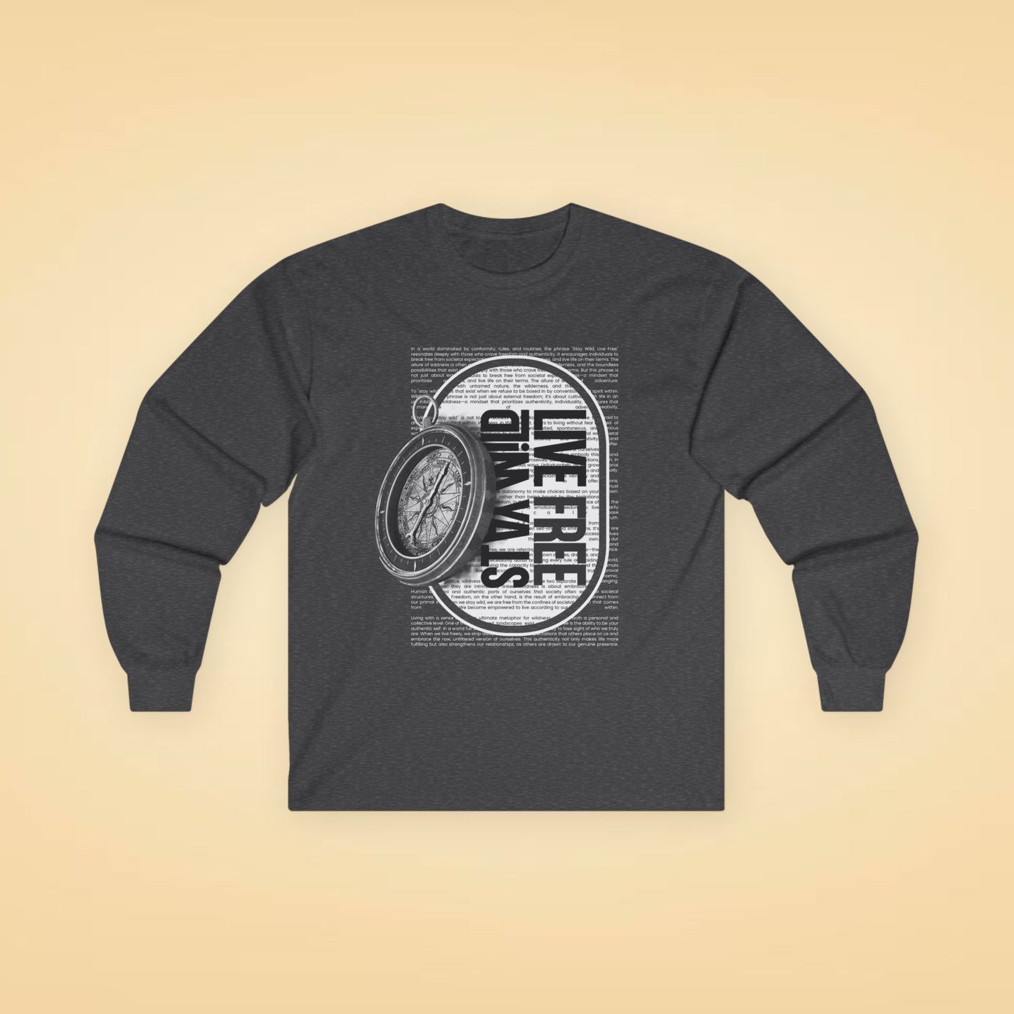 Vintage Compass Long Sleeve Tee - Explore & Adventure