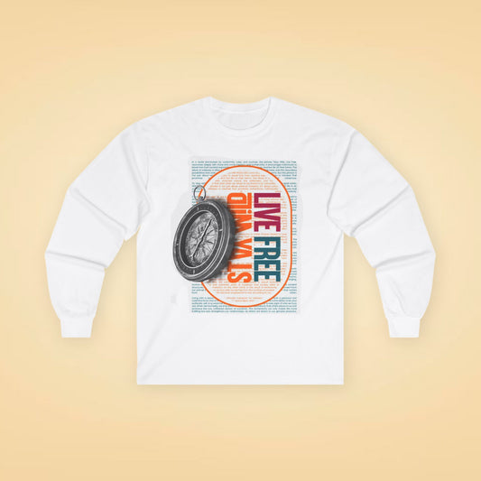 Vintage Compass Long Sleeve Tee - Explore & Adventure